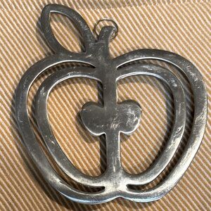 Vintage Silver Apple Trivet Ready to Hang 1980s